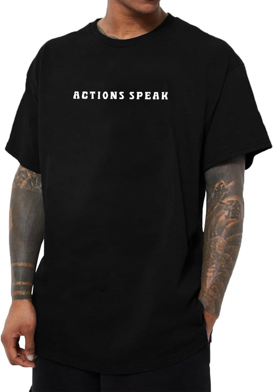 Mens Graphic Tees Vintage T-Shirts Oversized Letter Print Casual Crewneck Cotton Top Short Sleeve Rapper Streetwear