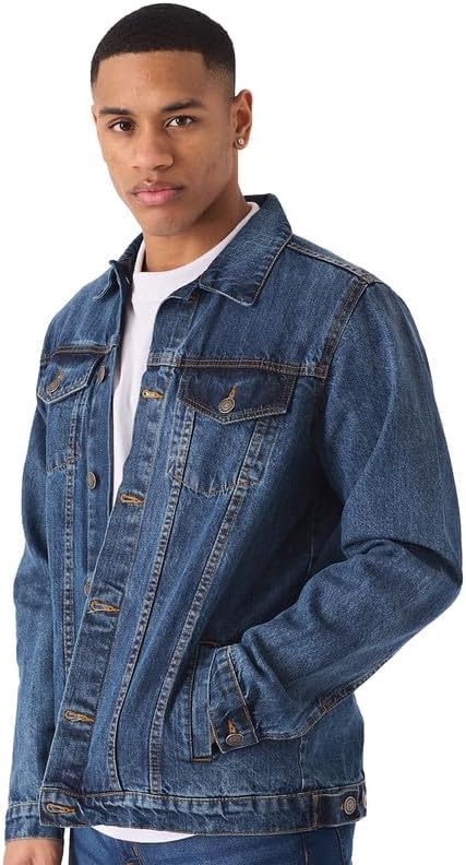 Denim Jacket Men - Casual Vintage Regular Fit Button down Trucker Style – Mens Jean Jackets Stylish Everyday Outerwear