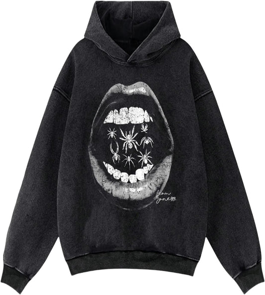 Men'S Graphic Hoodies Oversized Drop Shoulder Long Sleeve Streetwear Vintage Pullover Sweatshirt