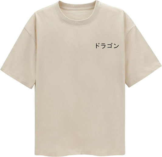 Men's Vintage Graphic Tees - Oversized Letter Print Casual Crewneck Cotton Short Sleeve Streetwear