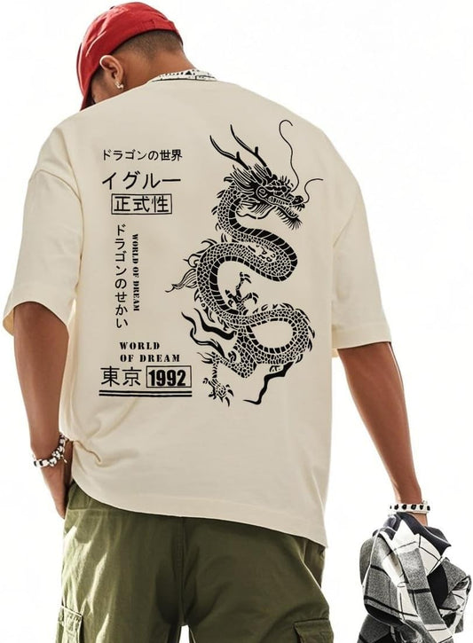 Men's Vintage Graphic Tees - Oversized Letter Print Casual Crewneck Cotton Short Sleeve Streetwear