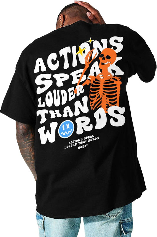 Mens Graphic Tees Vintage T-Shirts Oversized Letter Print Casual Crewneck Cotton Top Short Sleeve Rapper Streetwear