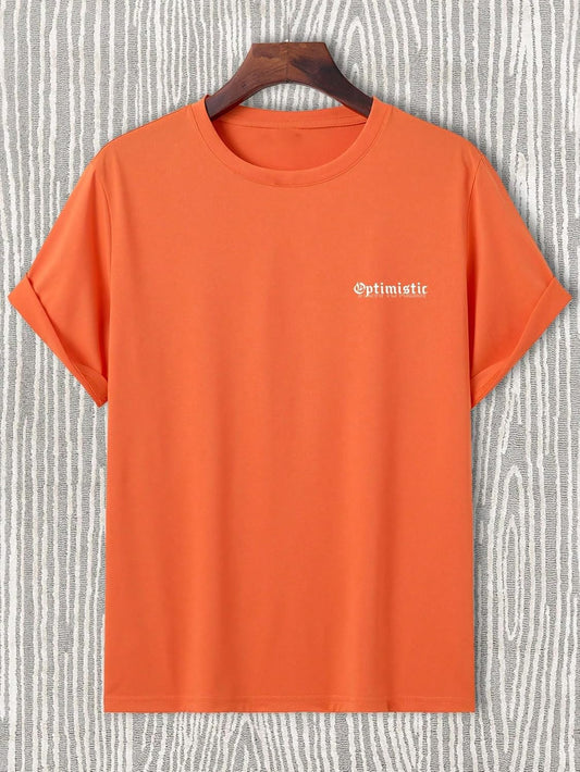 Men'S Letter Graphic Tee Casual Short Sleeve round Neck Summer Shirt Streetwear Top